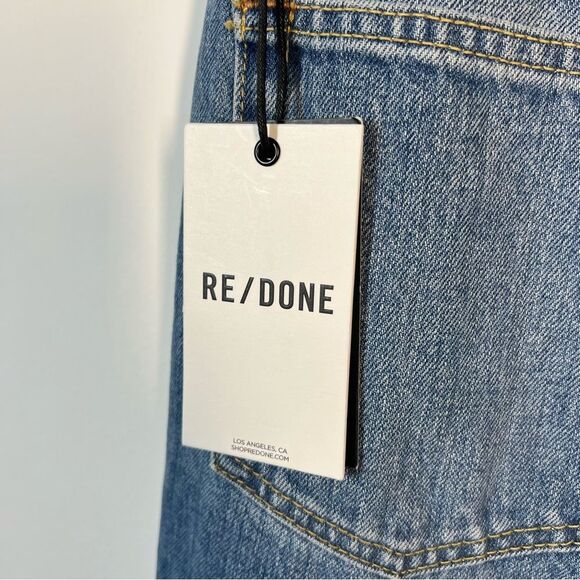 Re/Done NWT Women’s Size 29 Straight Leg Blue 70’s Jeans Studs Moonstruck $495 - Picture 11 of 16